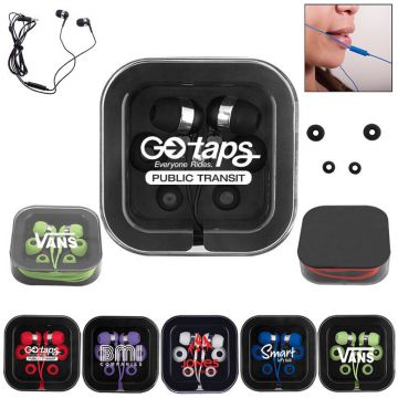 Earbuds with Microphone in Square Case